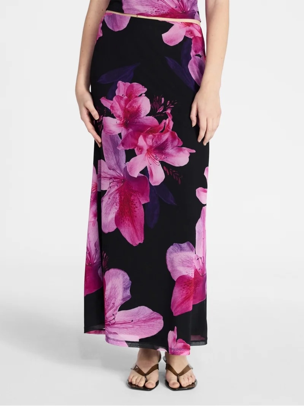 No Boundaries Floral Mesh Maxi Skirt